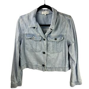 Bella Dahl Cropped Light Wash Denim Jacket Cotton Tencel Utility Western Medium